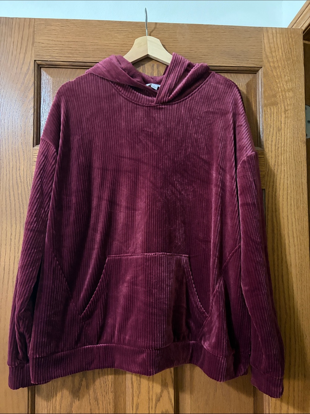 Time and Tru Soft Velvet Corduroy style Hoodie and matching Pants- Burgundy